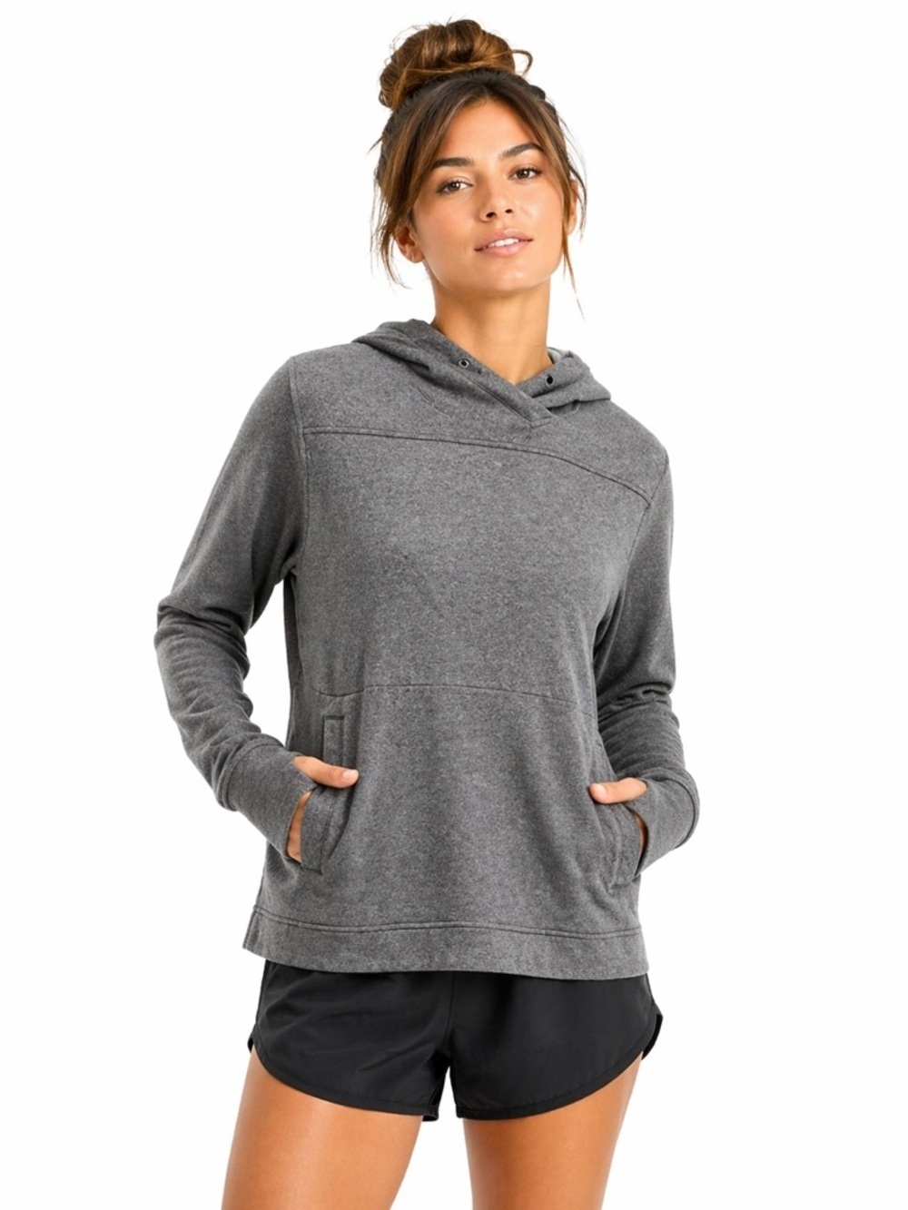 Lululemon Gray Cotton Blend Hooded Pullover Sweatshirt Size 4